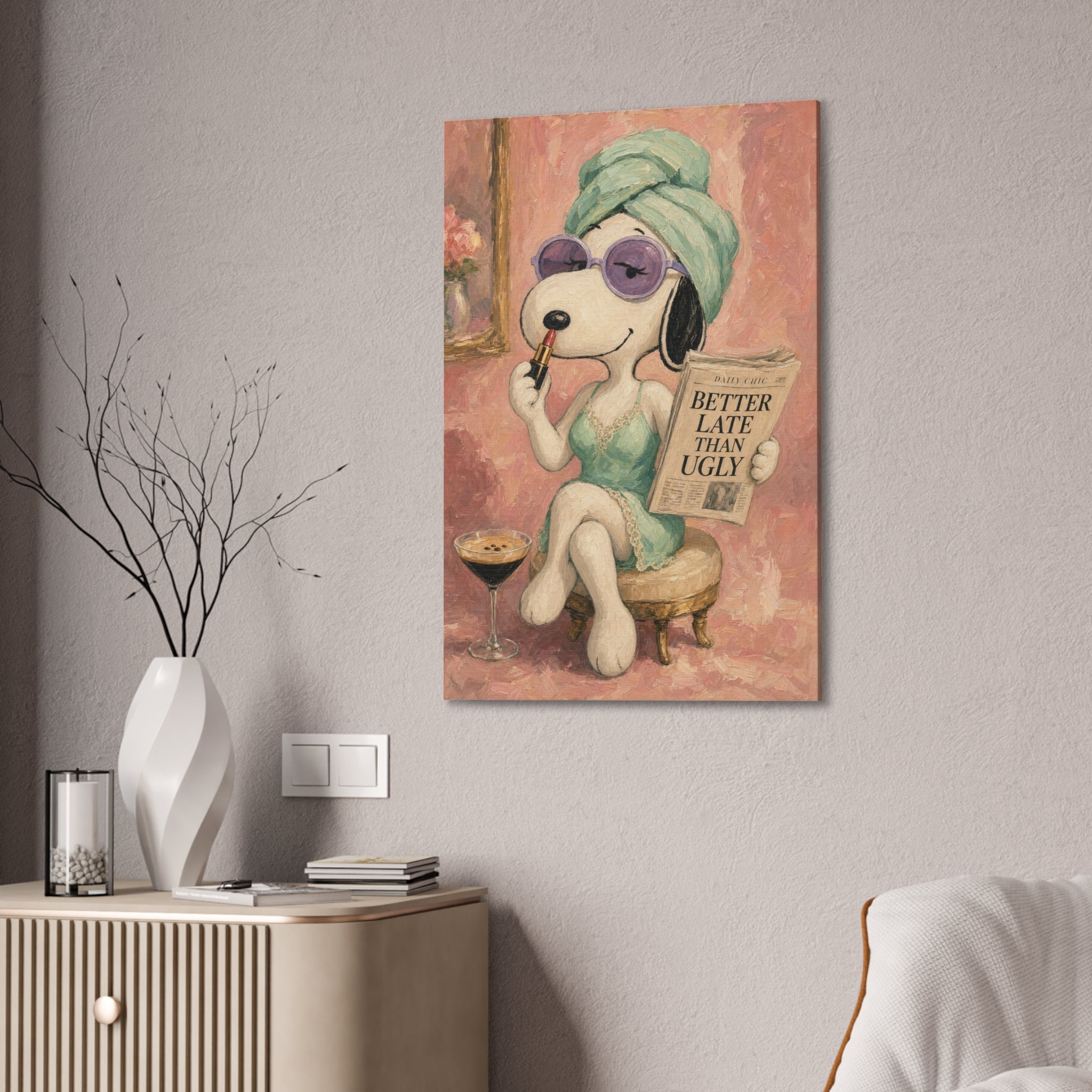 Snoopy Glamour Illustration Canvas