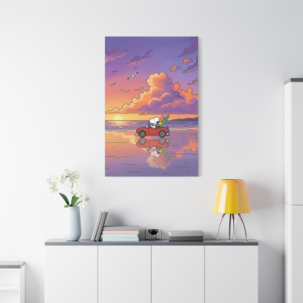 Snoopy Surf Sunset Canvas