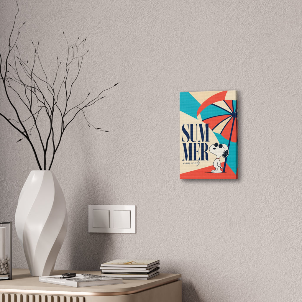 Retro Umbrella Beach Canvas