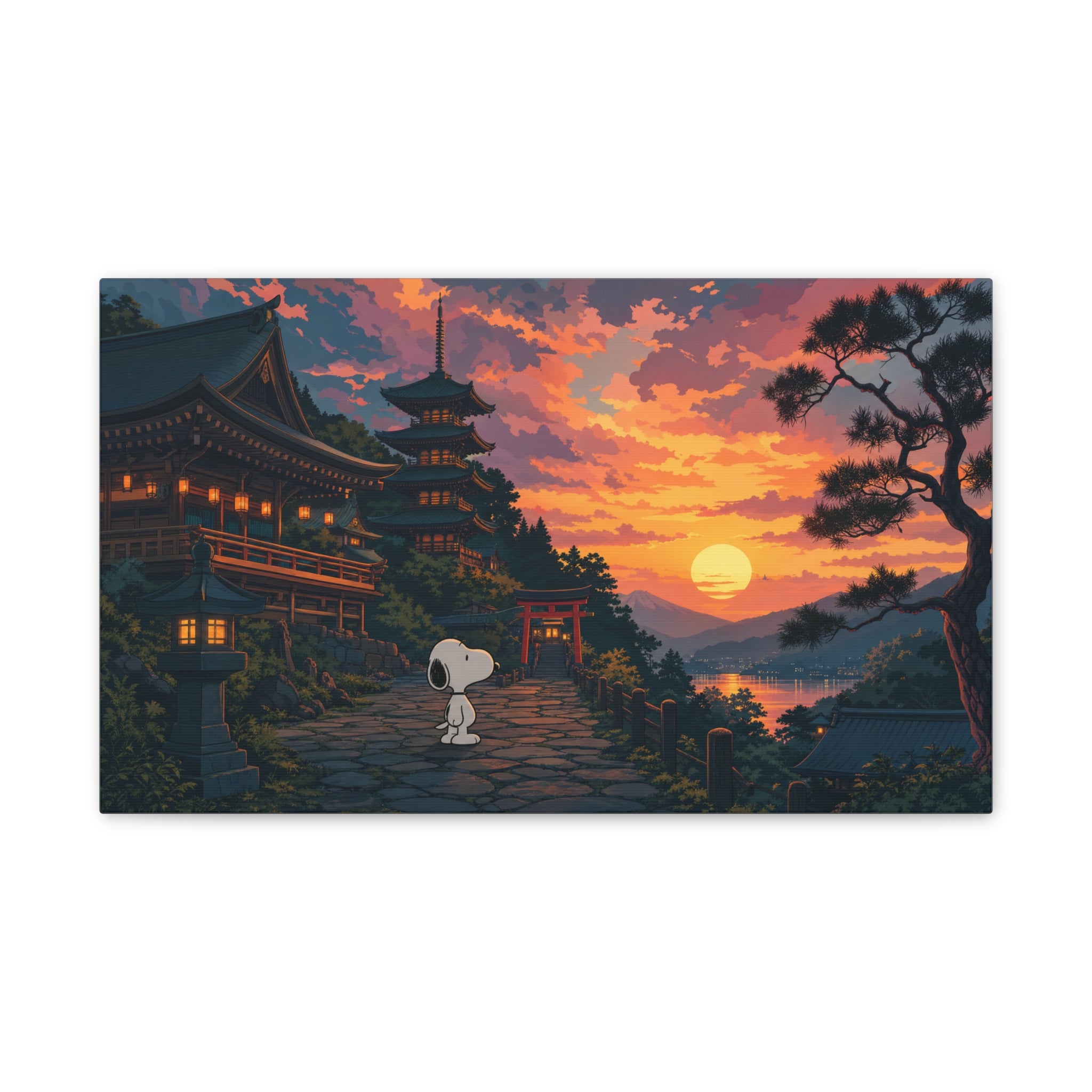Snoopy at Japanese Temple Canvas