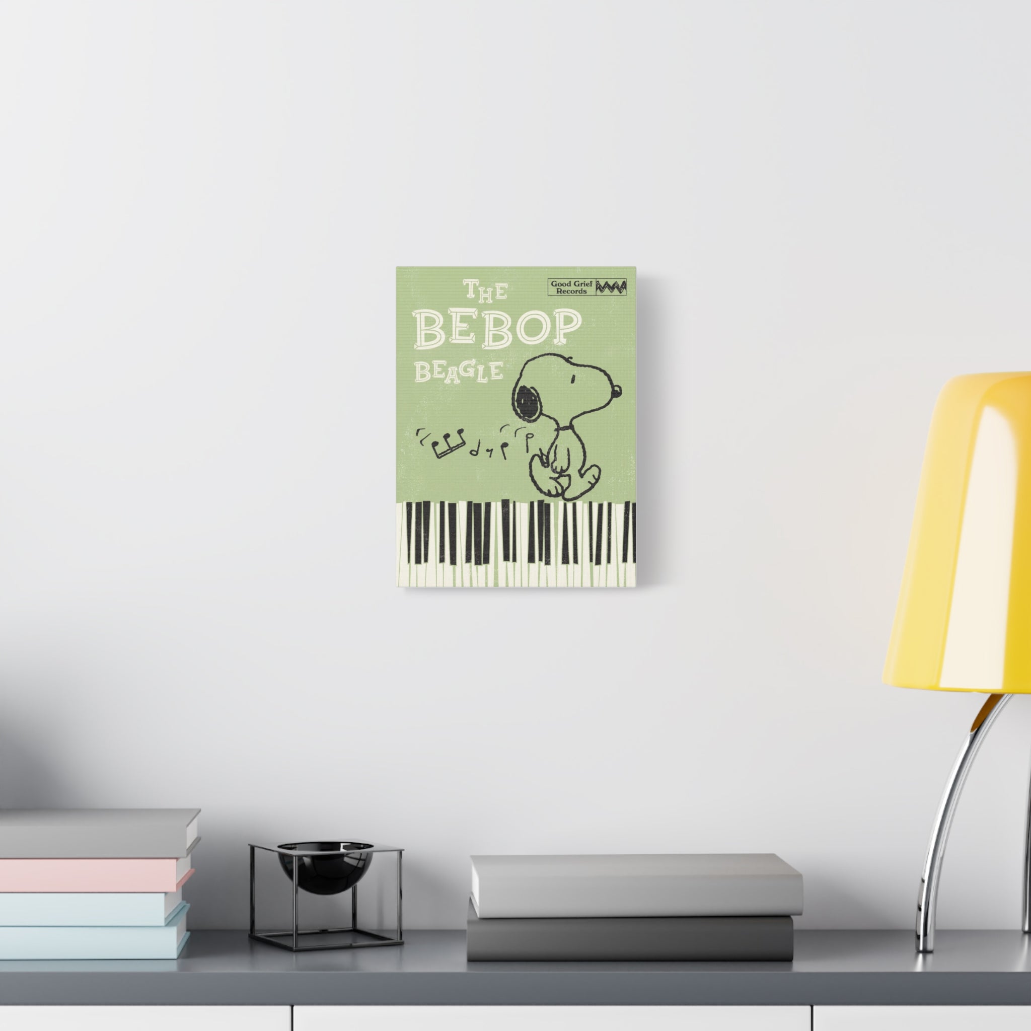 Bebop Beagle Piano Illustration Canvas