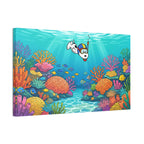 Snorkeling Dog Coral Reef Canvas