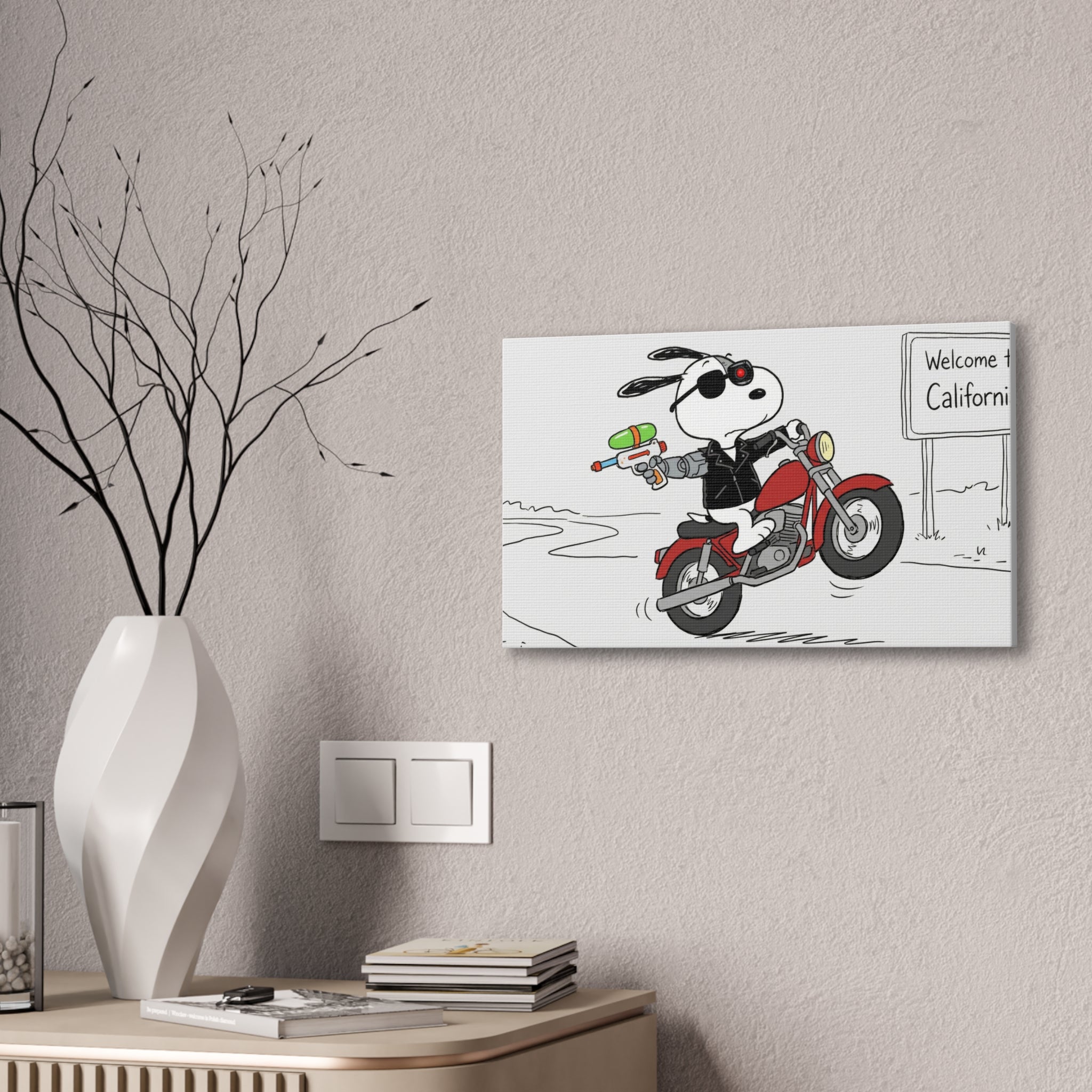 Biker Dog Water Gun Canvas