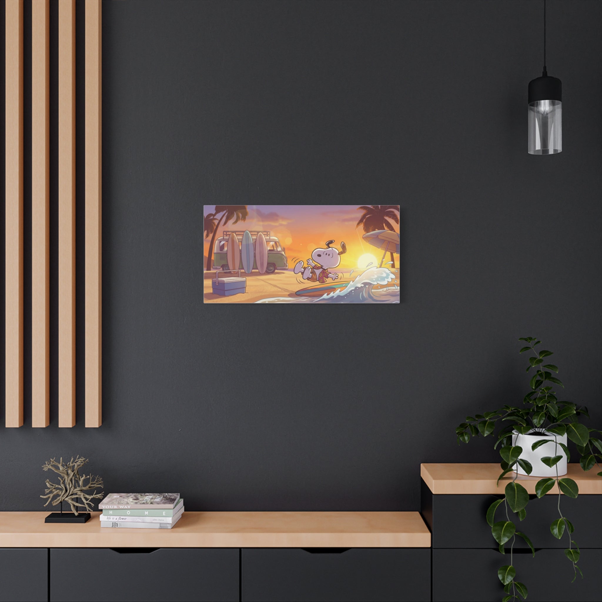 Surfing Snoopy Poster Canvas