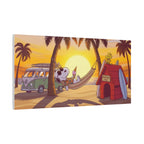 Snoopy Beach Sunset Canvas Poster