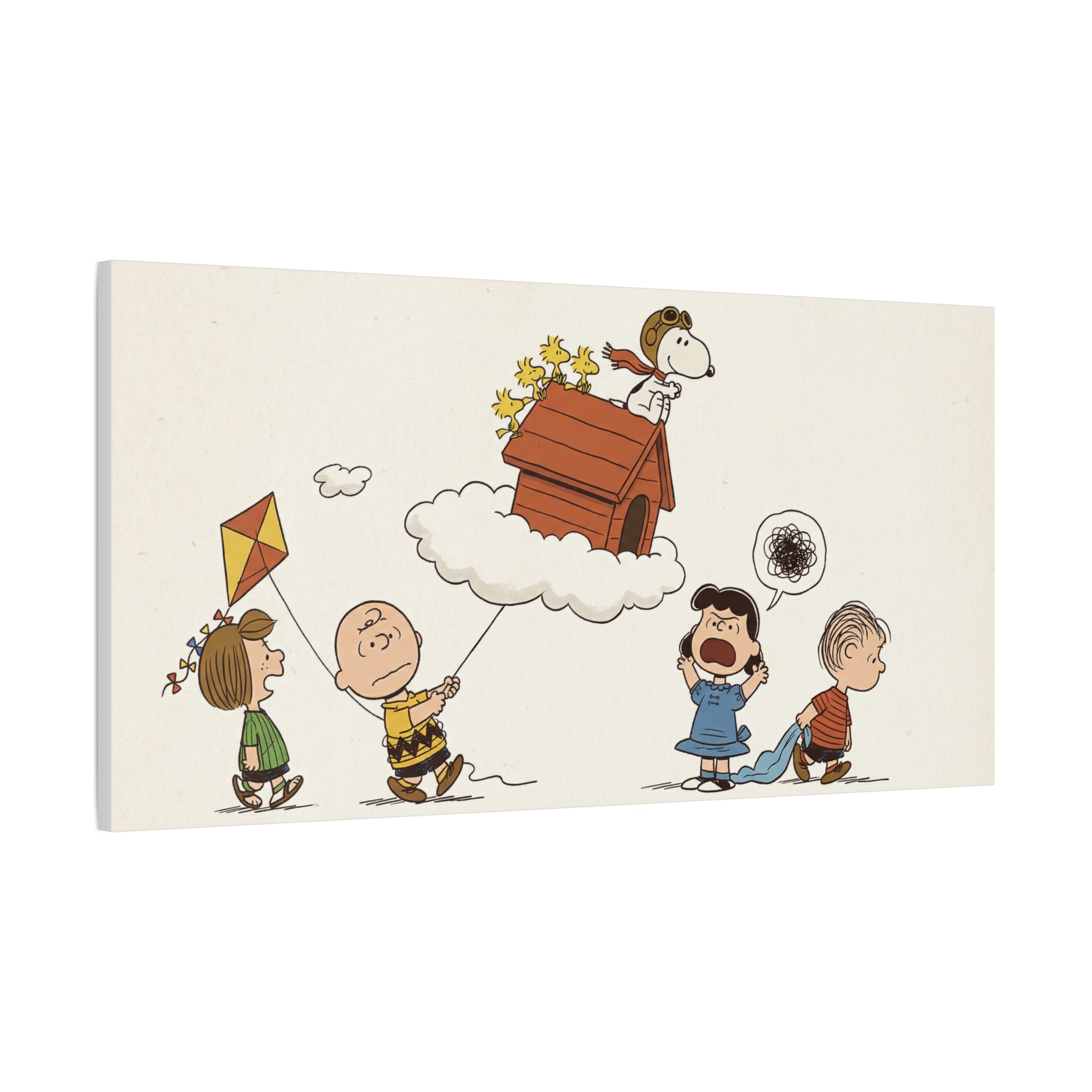 Flying Doghouse Peanuts Characters Canvas