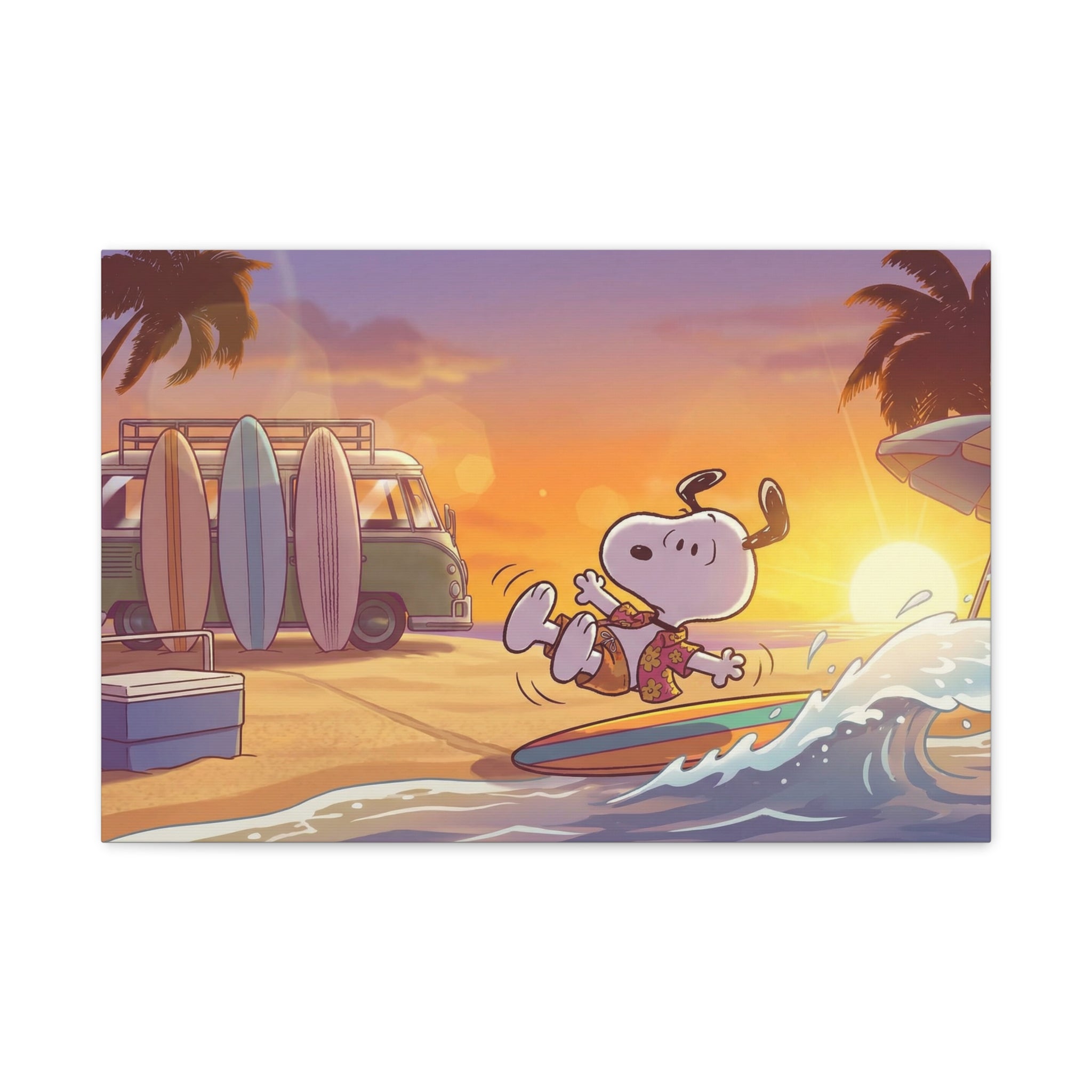 Surfing Snoopy Poster Canvas