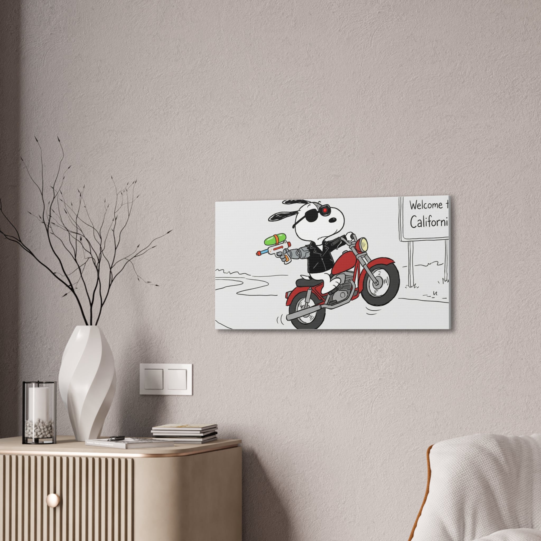 Biker Dog Water Gun Canvas
