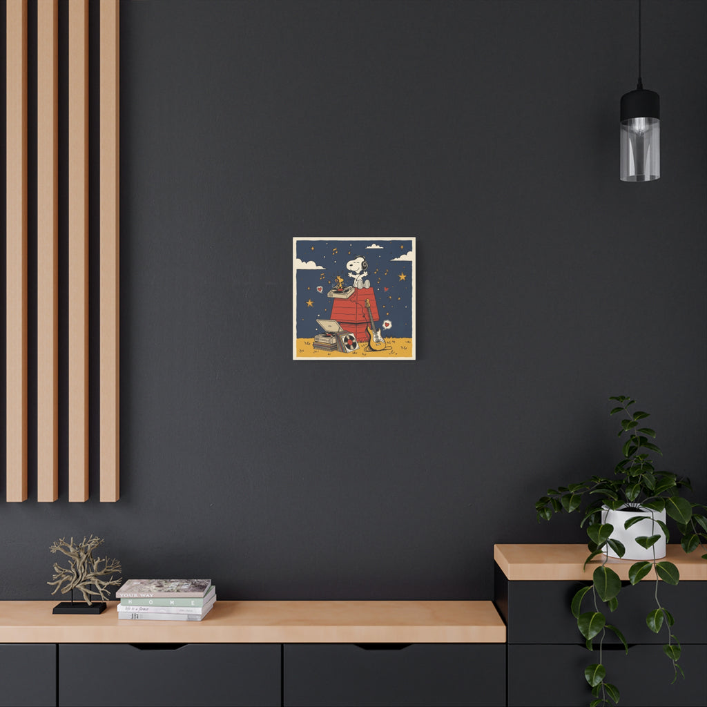 Snoopy Listening to Music Canvas
