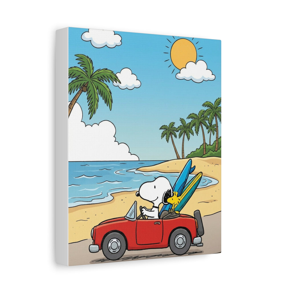 Snoopy Surfboard Beach Drive Canvas