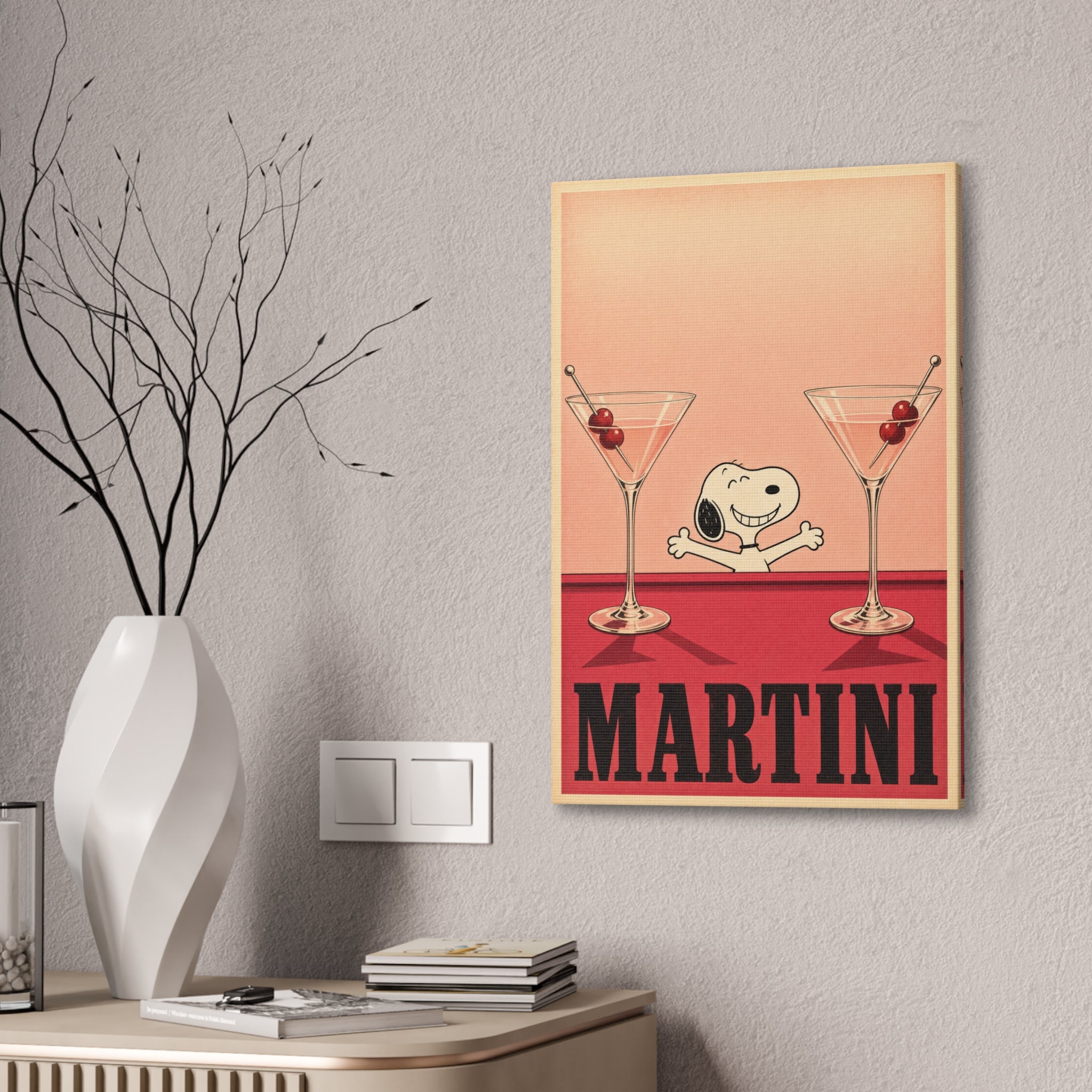 Snoopy Martini Poster Canvas