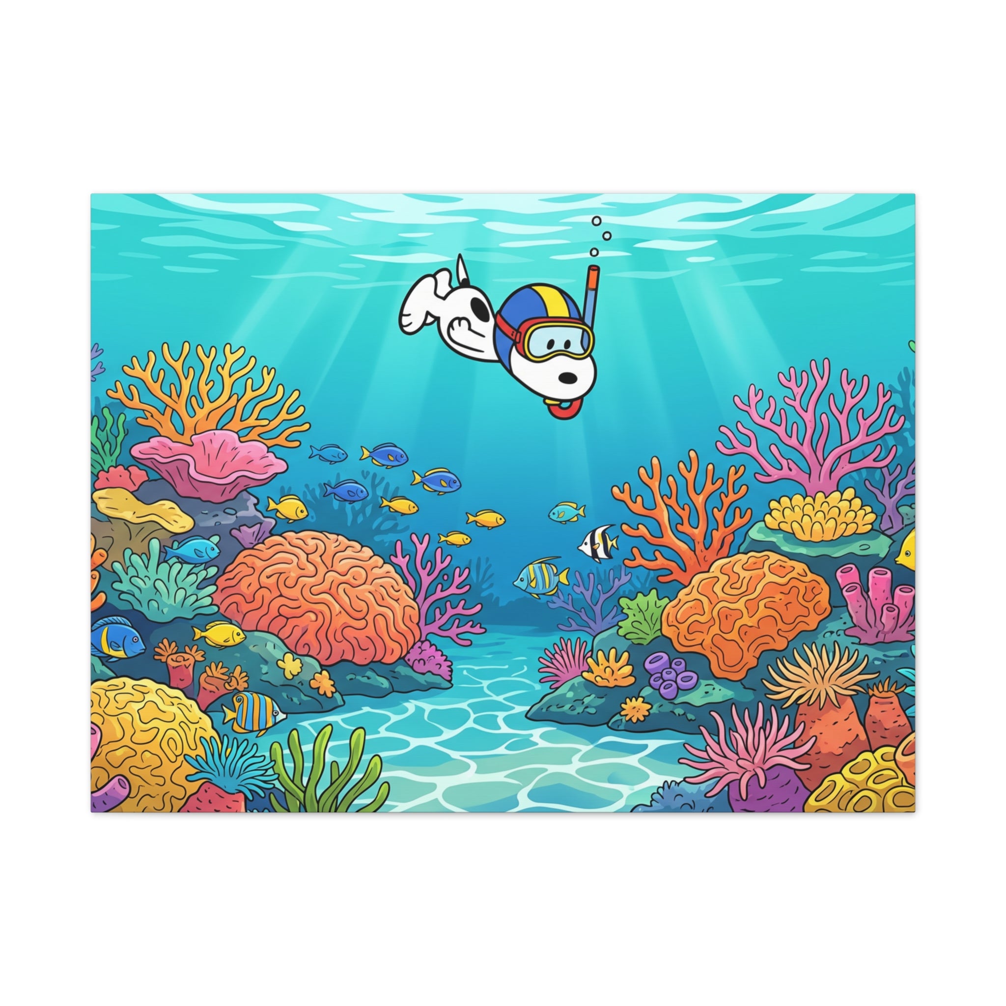 Snorkeling Dog Coral Reef Canvas
