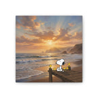 Snoopy Sunset on Pier Canvas