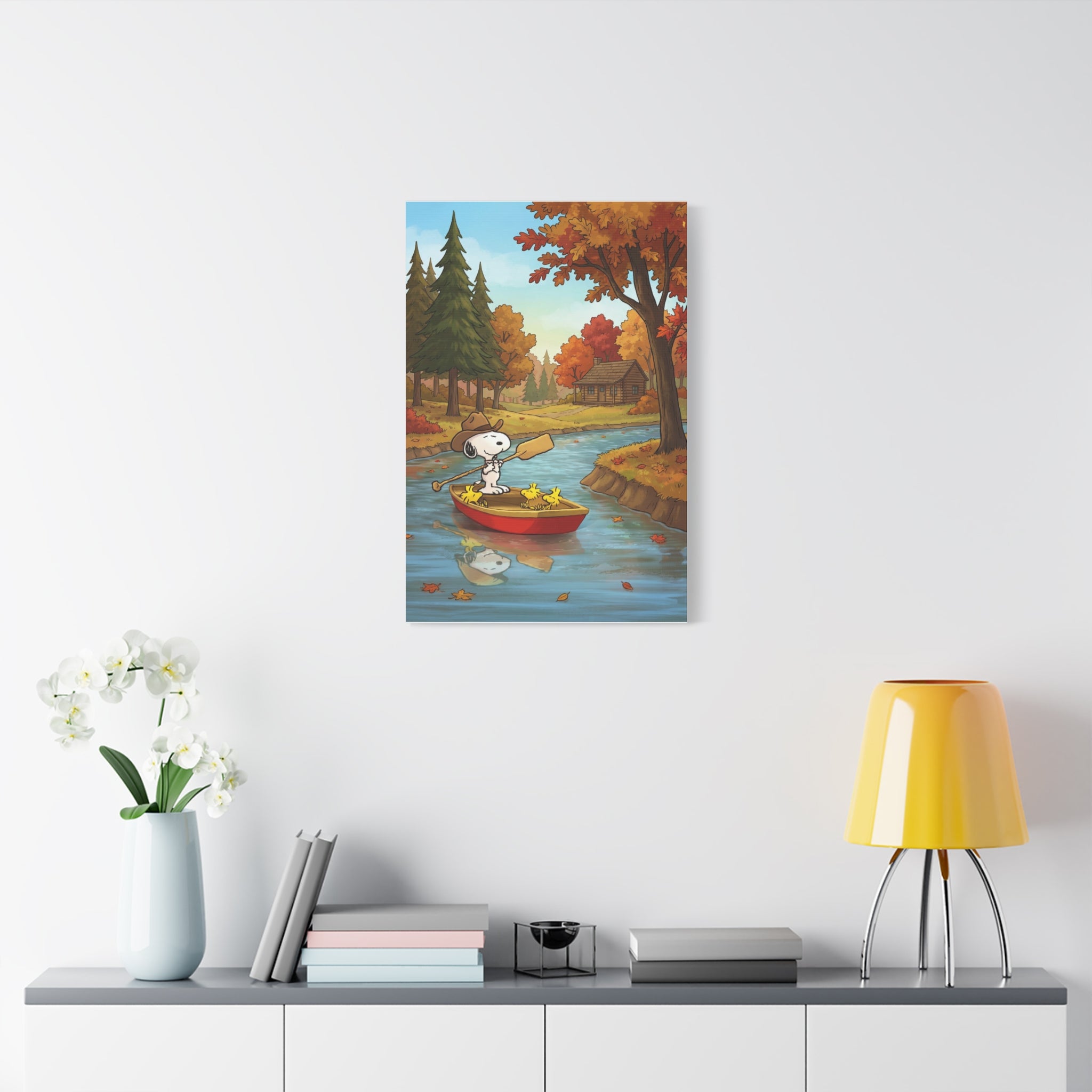 Snoopy Rowboat Autumn Canvas