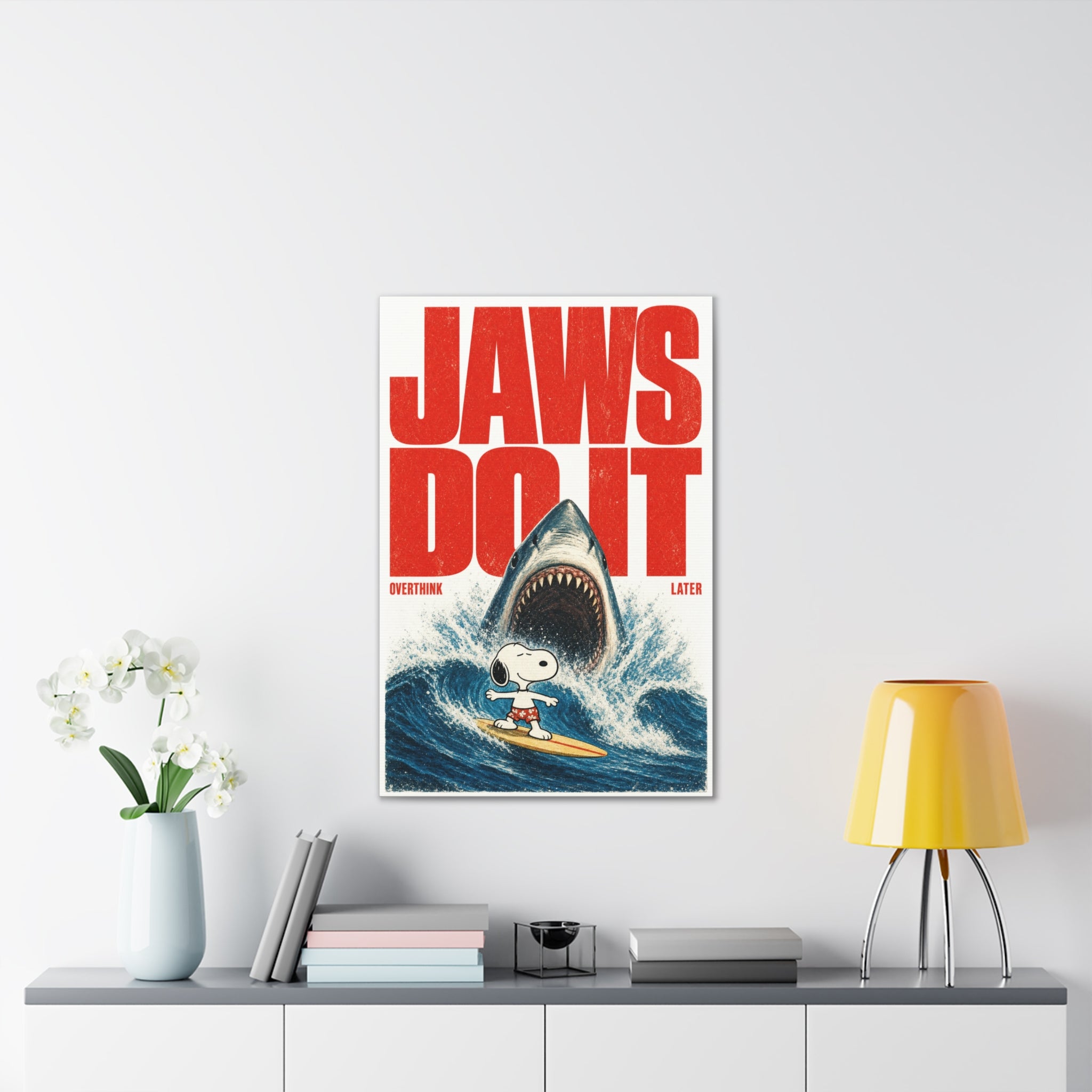 Shark Surf Illustration Canvas