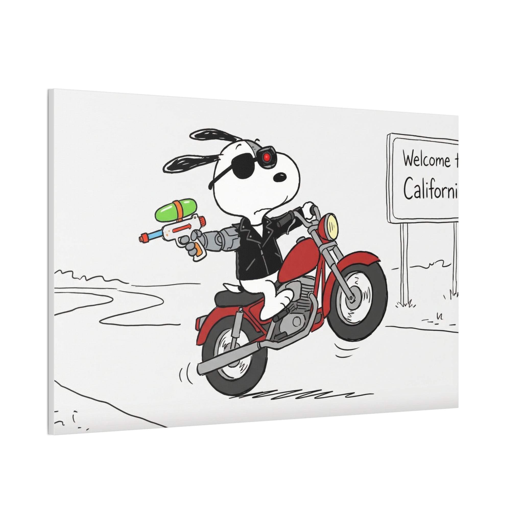 Biker Dog Water Gun Canvas