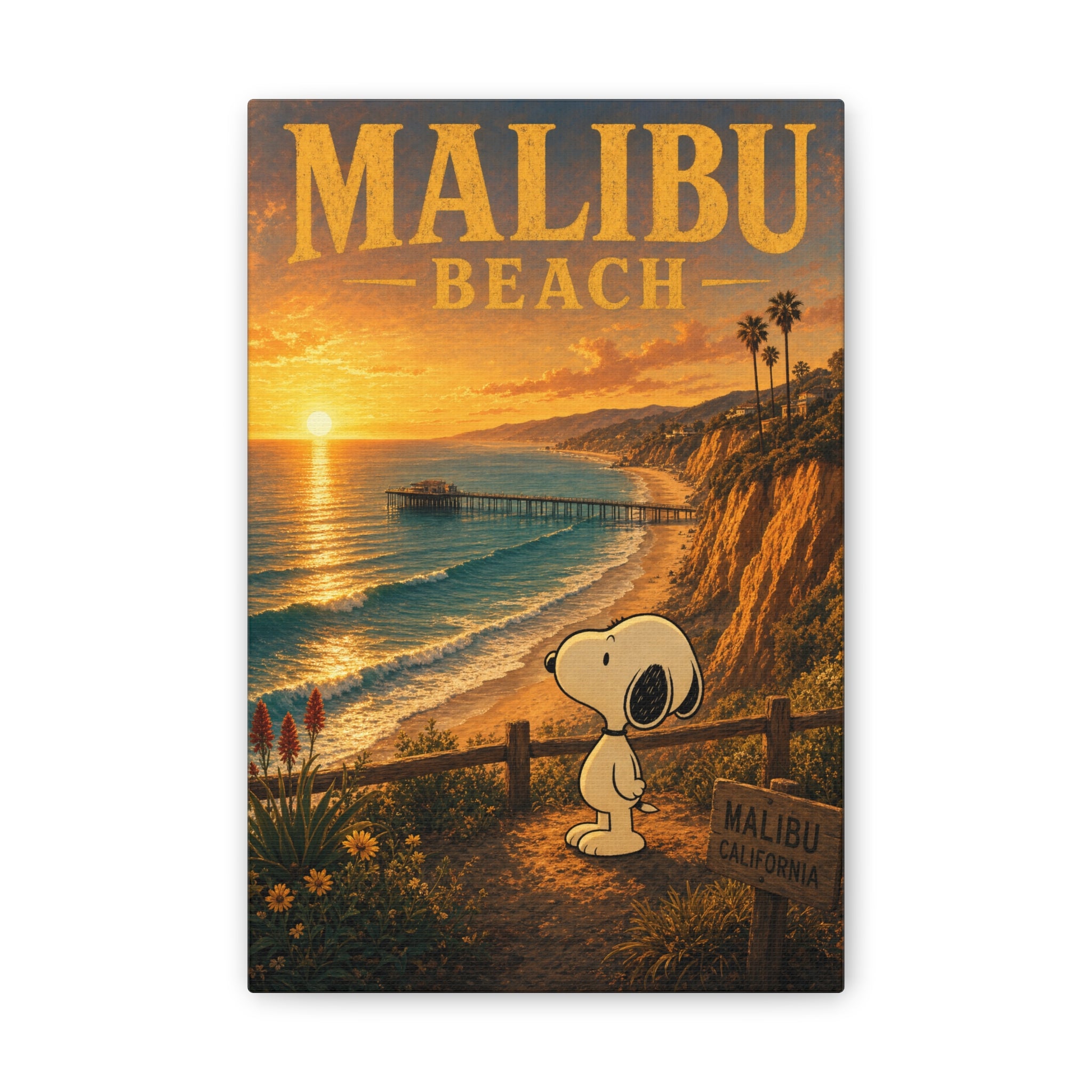 Malibu Beach Snoopy Canvas