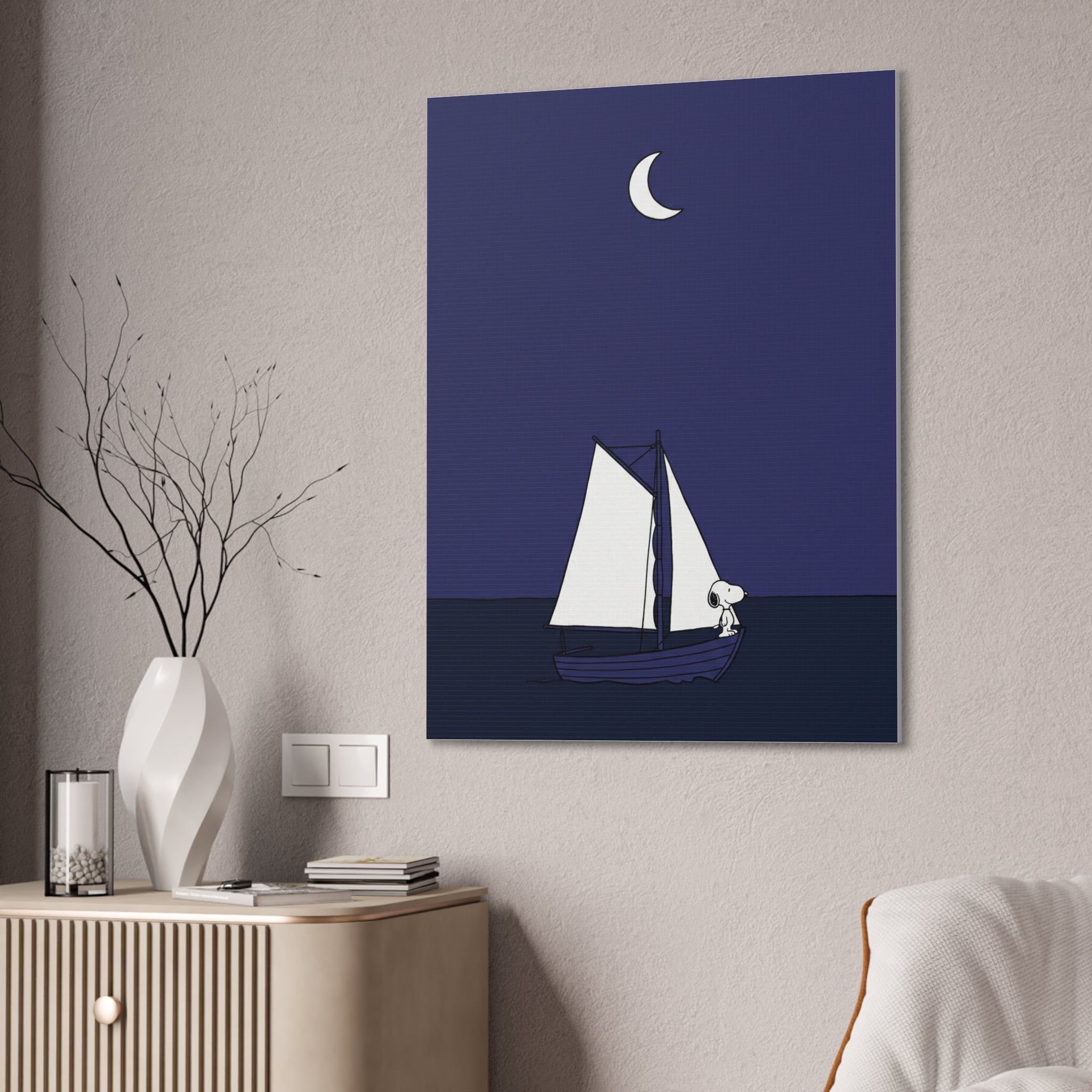 Sailboat Night Scene Canvas