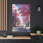 Snoopy Cherry Blossom Street Canvas