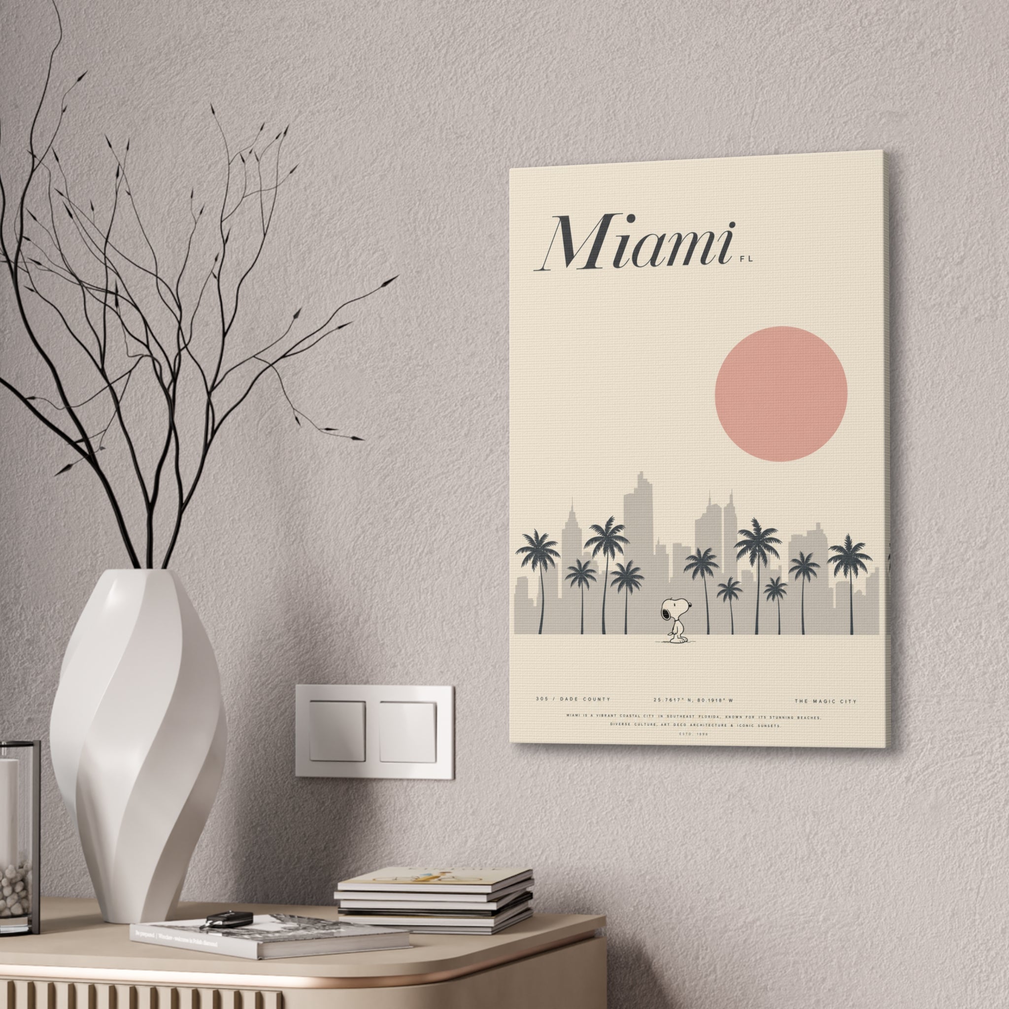 Miami Skyline Sun Canvas
