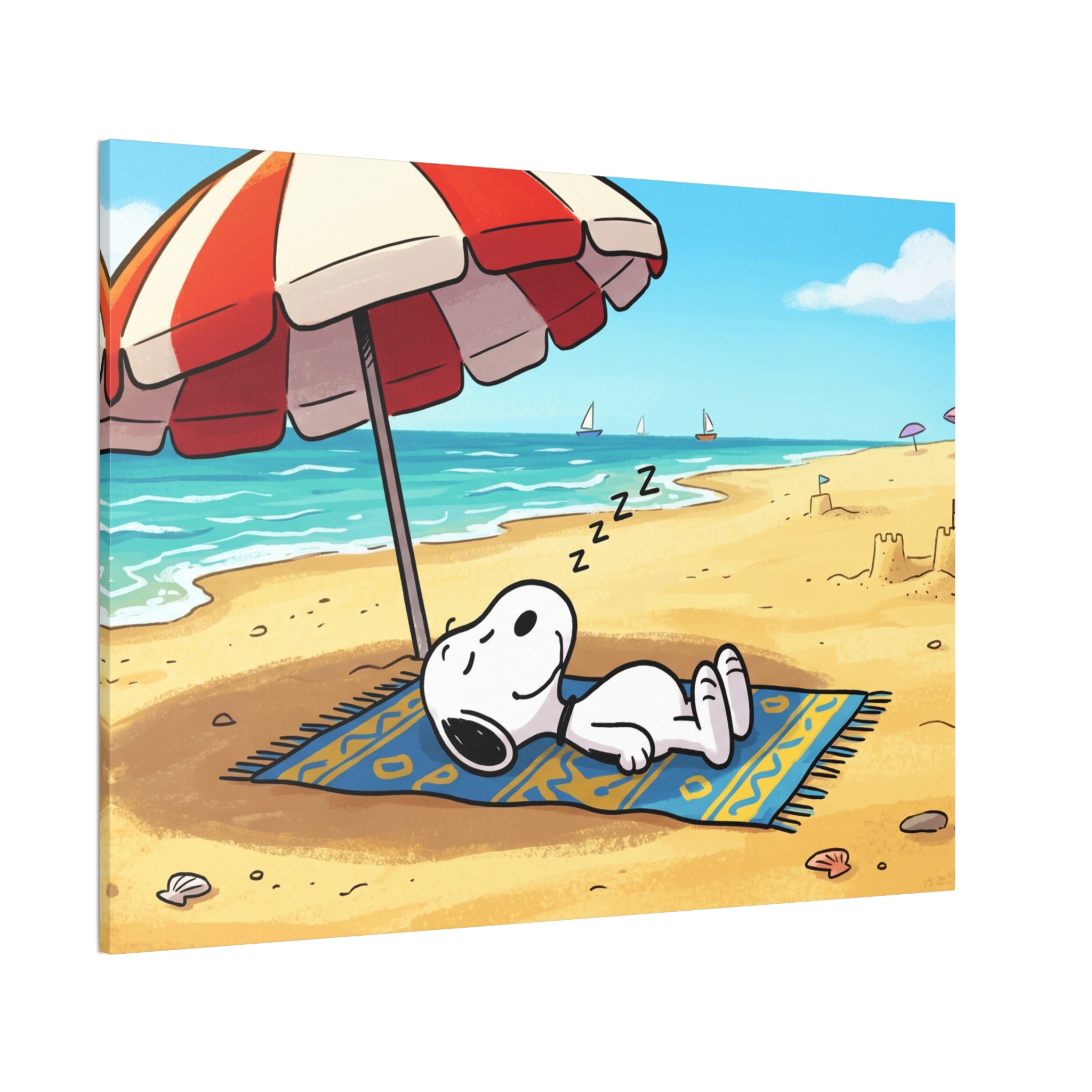 Sleeping Snoopy Beach Scene Canvas