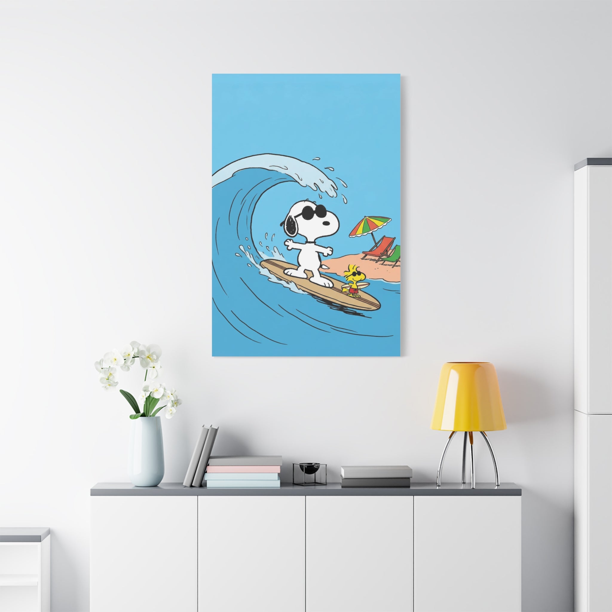 Surfing With Woodstock Canvas