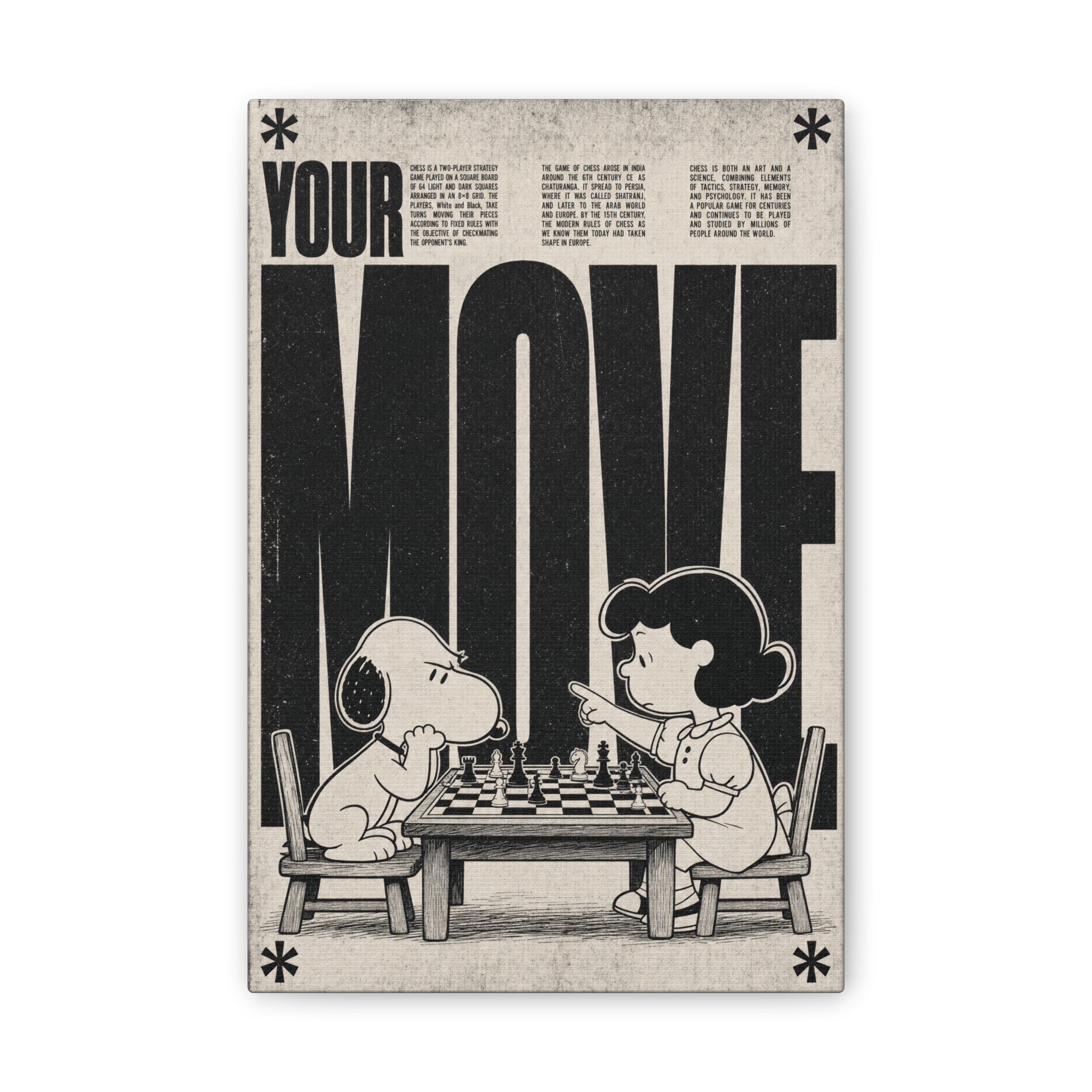 Snoopy Chess Scene Canvas