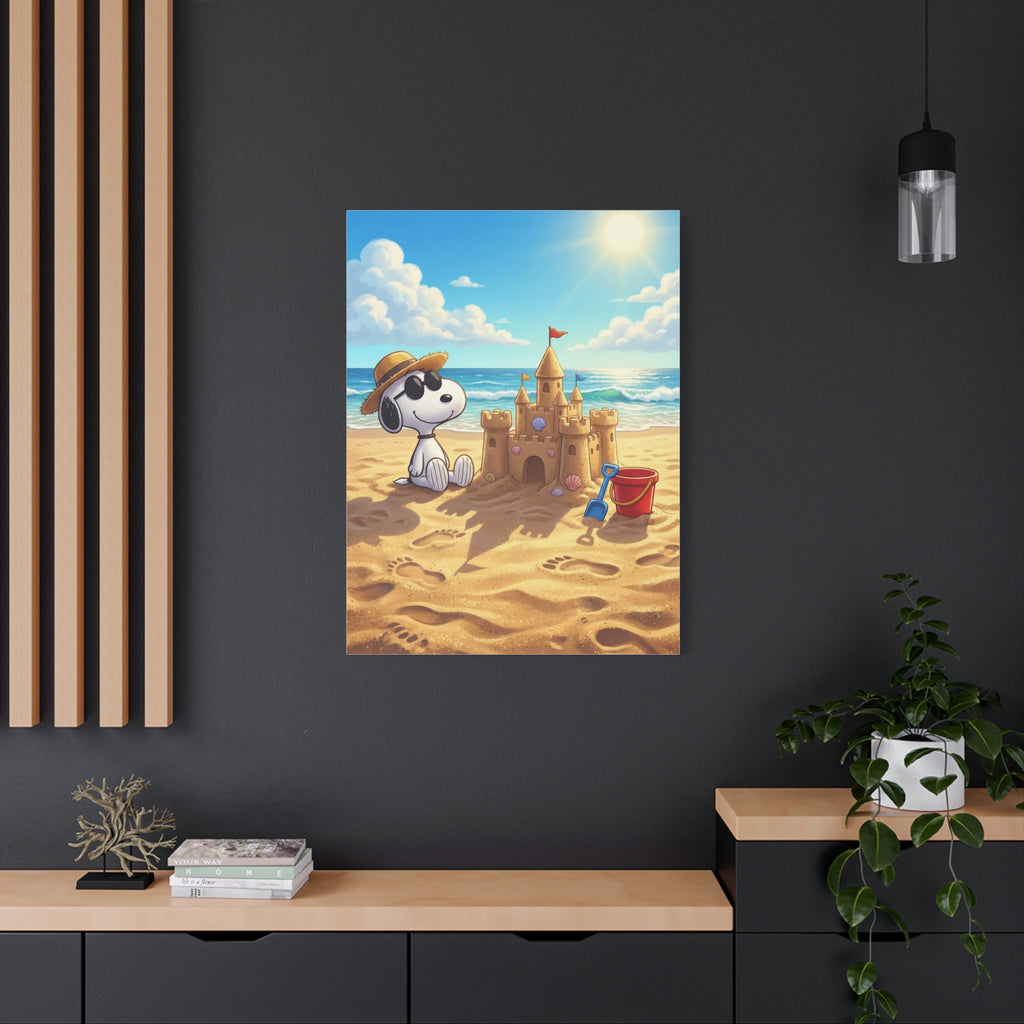 Snoopy At Beach Canvas