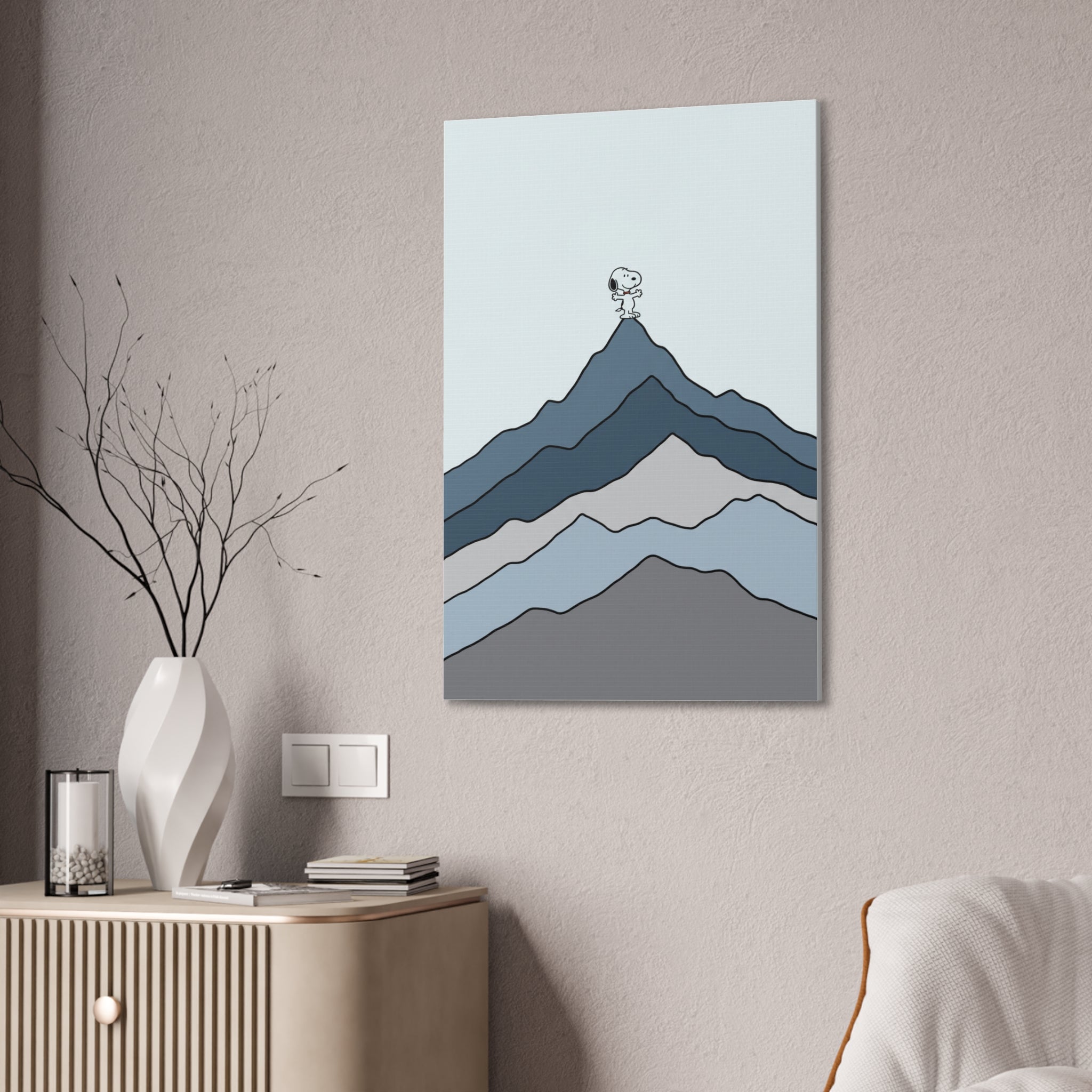 Snoopy on Mountain Canvas