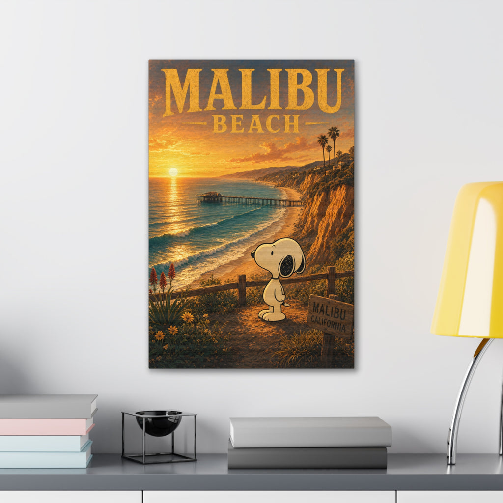 Malibu Beach Snoopy Canvas