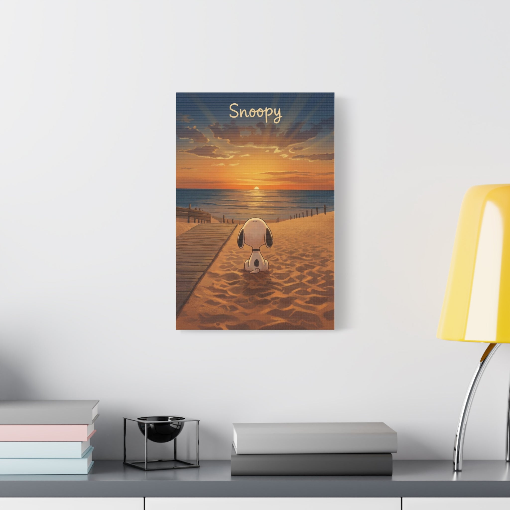 Snoopy Beach Sunset Canvas