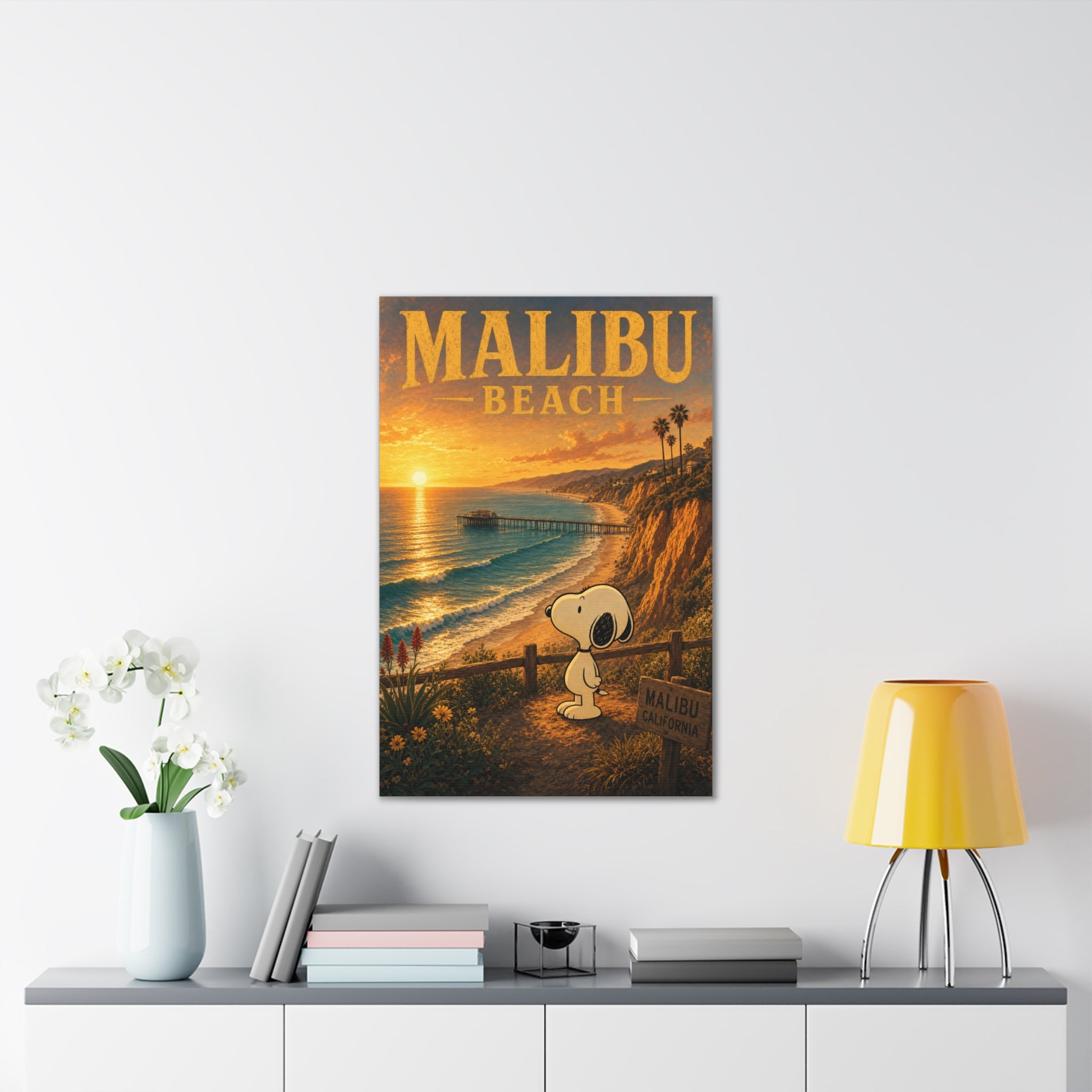 Malibu Beach Snoopy Canvas