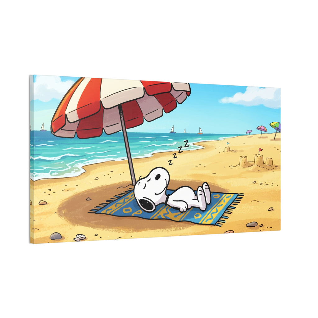 Sleeping Snoopy Beach Scene Canvas