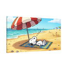 Sleeping Snoopy Beach Scene Canvas