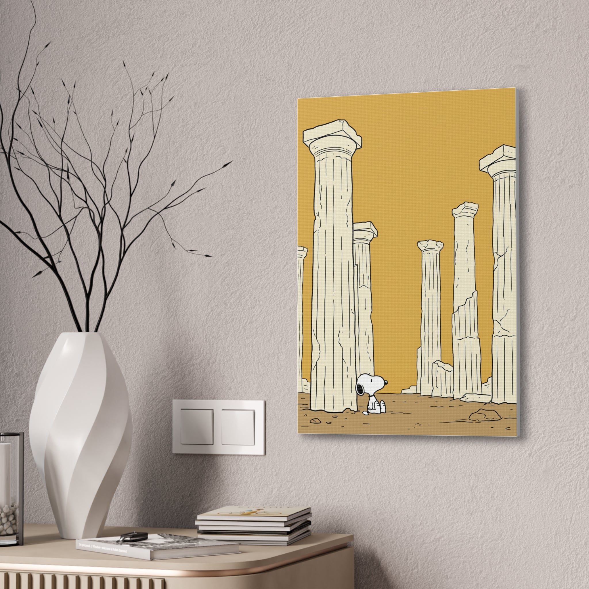 Snoopy among Ancient Columns Canvas